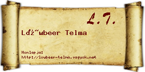 Löwbeer Telma névjegykártya